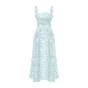 POST MERIDIEM Blue Light- Pleated Corset Midi Dress