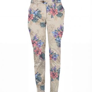 Lords of Harlech Grey Neutrals Jack Exotic Floral Neutral Flat Front Pant for men