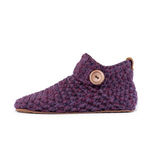 Kingdom of Wow Purple Artisan Made Ankle Boot Wool Slippers For