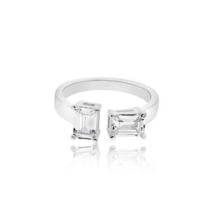 SHYMI White Two Stone Cuff Stack Ring