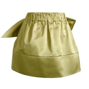 Langner Green Satin Mini Skirt With Back Bow Detail And Pockets
