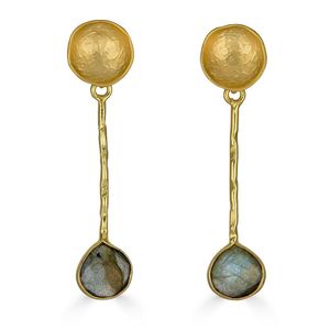 Loni Paul Jewelry Green Labradorite Bar Earrings