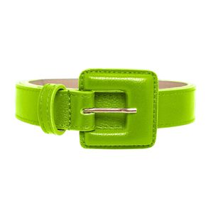BeltBe Green Mini Square Narrow Leather Belt