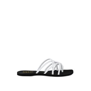 Rag & Co White Sweetin Strappy Flat Slip On Sandals By Rag & Co