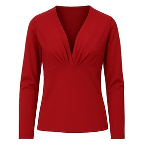 Conquista Red Burgundy Viscose-Wool Long Sleeve Top