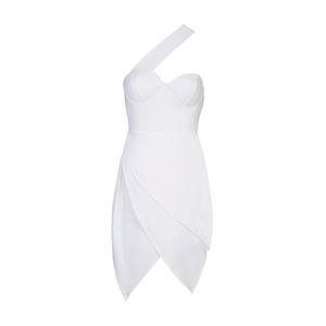 The Gt Atelier White One Shoulder Strap Surreal Dress