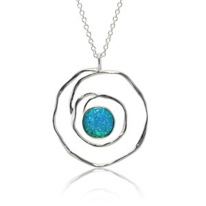 Isla Silver Blue Handmade Spiral Fire Opal Necklace