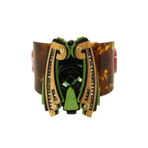 Gissa Bicalho Green Acrylic Handmade Bracelet Moth Caramel Granite