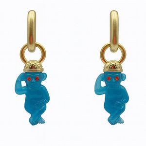 Michael Nash Jewelry Blue Monkey Cerulean Resin Drop Earrings