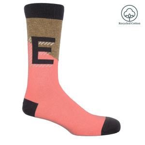 Peper Harow - Made in England Pink Alphabet Socks – E for men