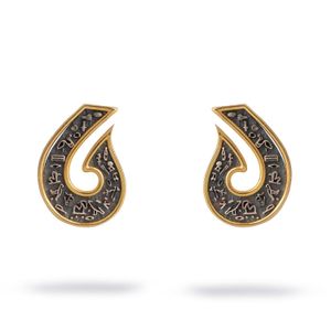 Ebru Jewelry Metallic Sacred Script Two Tone Stud Earrings