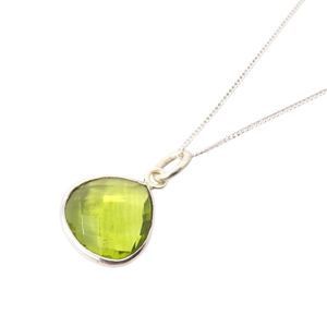 Harfi White Sterling Shiny Peridot August Birthstone Charm Necklace