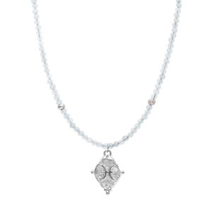 Seven Saints Metallic Pisces Gemstone Choker Necklace, Aquamarine, Rhodium