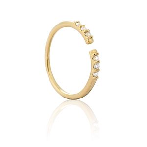 Astrid & Miyu Metallic Caught In The Middle Triple Diamante Ring In Gold