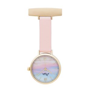 Bermuda Watch Company White Annie Apple Meraki Sunset Blush Leather Nurse Fob Watch
