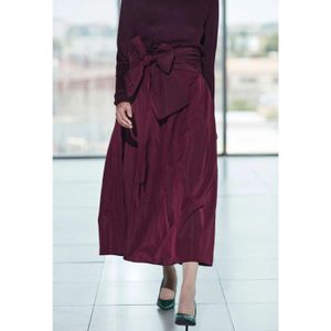 The Extreme Collection Purple Midi Skirt Plum Taffeta With Waist Bow