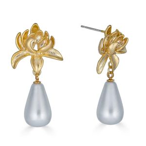 Loni Paul Jewelry Metallic Lily Shell Pearl Earrings