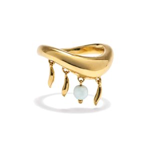 Stone Fruit Metallic Fishbone Ring