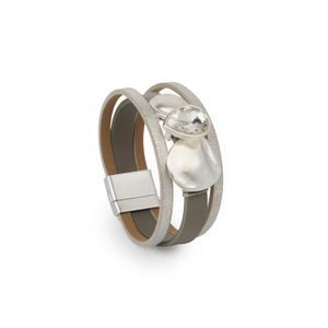 Saachi Metallic Crystal Droplet Leather Bracelet