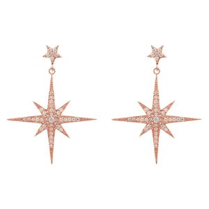 Latelita London Rose Gold Plated Petite Star Burst Drop Earrings