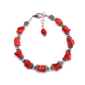 Mineralgems•Studio Red Dark Coral Bracelet