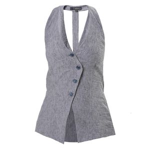 Metamorph Grey Sleeveless Linen Top
