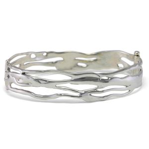 Isla Silver Metallic Organic Sterling Cuff Bangle