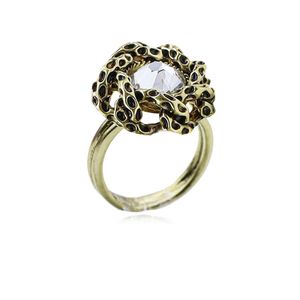 Bayemeyc Metallic Noctavia Crystal Statement Ring