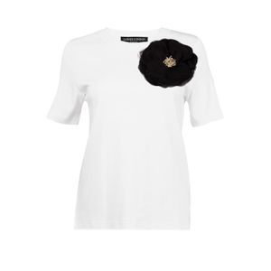 House of Laines London White Laines Couture Embellished Organza Corsage Brooch T-Shirt