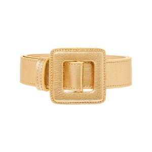 BeltBe Natural Mini Square Metallic Buckle Belt