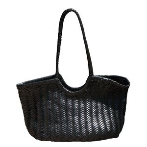 Rimini Black Woven Leather Handbag
