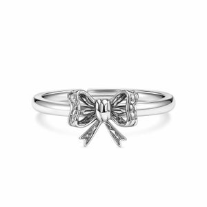 Unaloe Metallic Sterling Bow Ring – Romantic, Elegant, Adjustable