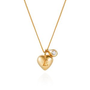 Lee Renee Metallic Heart Initial & Diamond Pendant Necklace