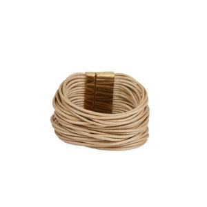 Saachi Natural Metallic Multi Strand Leather Cord Tan Bracelet