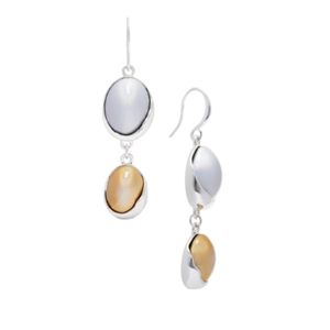 Saachi Metallic Colored Glass Orbs Duo Dangle Earrings