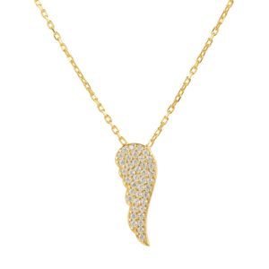 Latelita London Metallic Yellow Gold Plated Small Angel Wing Necklace