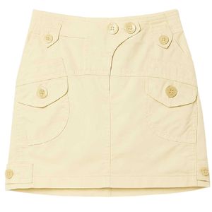Conquista Natural Neutrals Cotton-Elastane Gabardine Utility Skirt