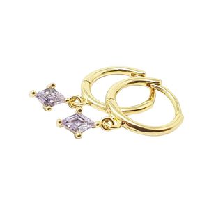 Harfi Metallic Alexandrite June Birthstone Delicate Plated Dangle Hoops