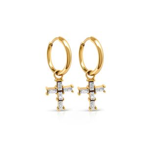 Evie Jewelry Metallic Cross Over Huggie Hoop Waterproof Earrings