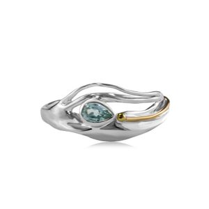 Isla Silver White Flowing Teardrop Topaz Ring