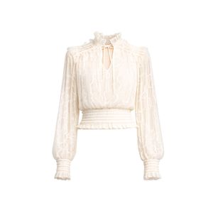 Tantra Spain Sl Natural Neutrals Lace Top With Elasticated Cuffs And Waistband, V-Neck, And Straps