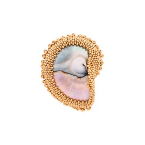 Oana Savu Metallic Hand Beaded Nautilus Shell Goddess Brooch Sterling Pin