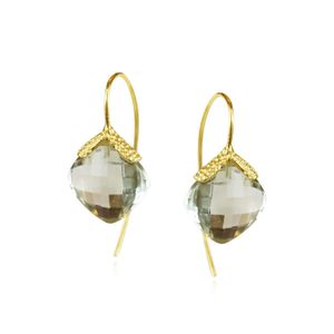 MOUNIR LONDON Metallic Green Amethyst Diya Earrings