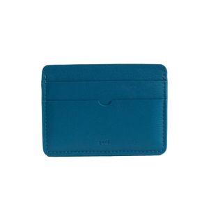 godi. Blue Handmade Leather Card Case for men
