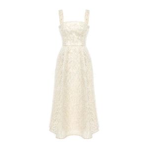 POST MERIDIEM White Pleated Corset Midi Dress