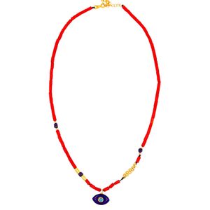 1610Istanbul Red Mediterranean Evil Eye Necklace
