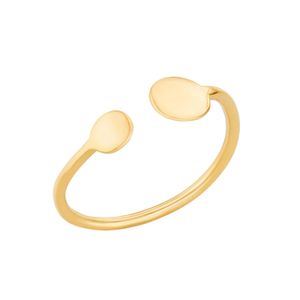 Posh Totty Designs Metallic Yellow Gold Plated Mummy & Baby Disc Open Ring