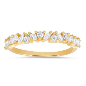 Kylie Harper Metallic Petite Multi-Cut Diamond Cz Band Ring