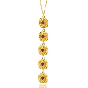Unaloe Metallic Five Ruby Rose Pendant