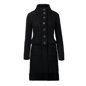 Conquista Black Jacquard & Boucle Knit Dress With Patch Pockets